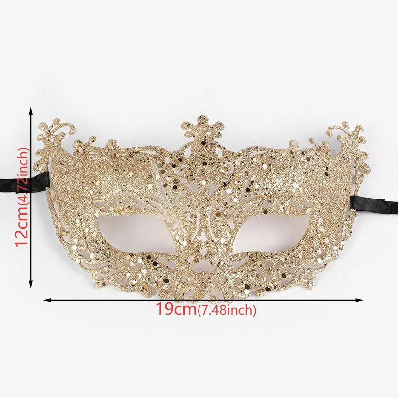 Halloween Christmas Carnival Gold Powder Hollow Fox Makeup Mask Venetian Masquerade Carnival Gold Powder Hollow Fox Makeup Mask