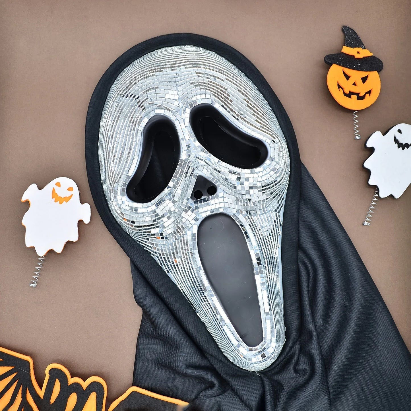 Ghostface mask Halloween Horror Scream Mask Disco Mirror Sparkling Mask Party Dance Dress up Mask