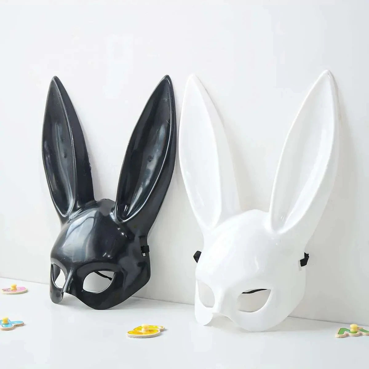 Black White Rabbit Mask Halloween for couples and best friends