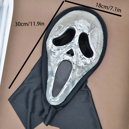Ghostface mask Halloween Horror Scream Mask Disco Mirror Sparkling Mask Party Dance Dress up Mask
