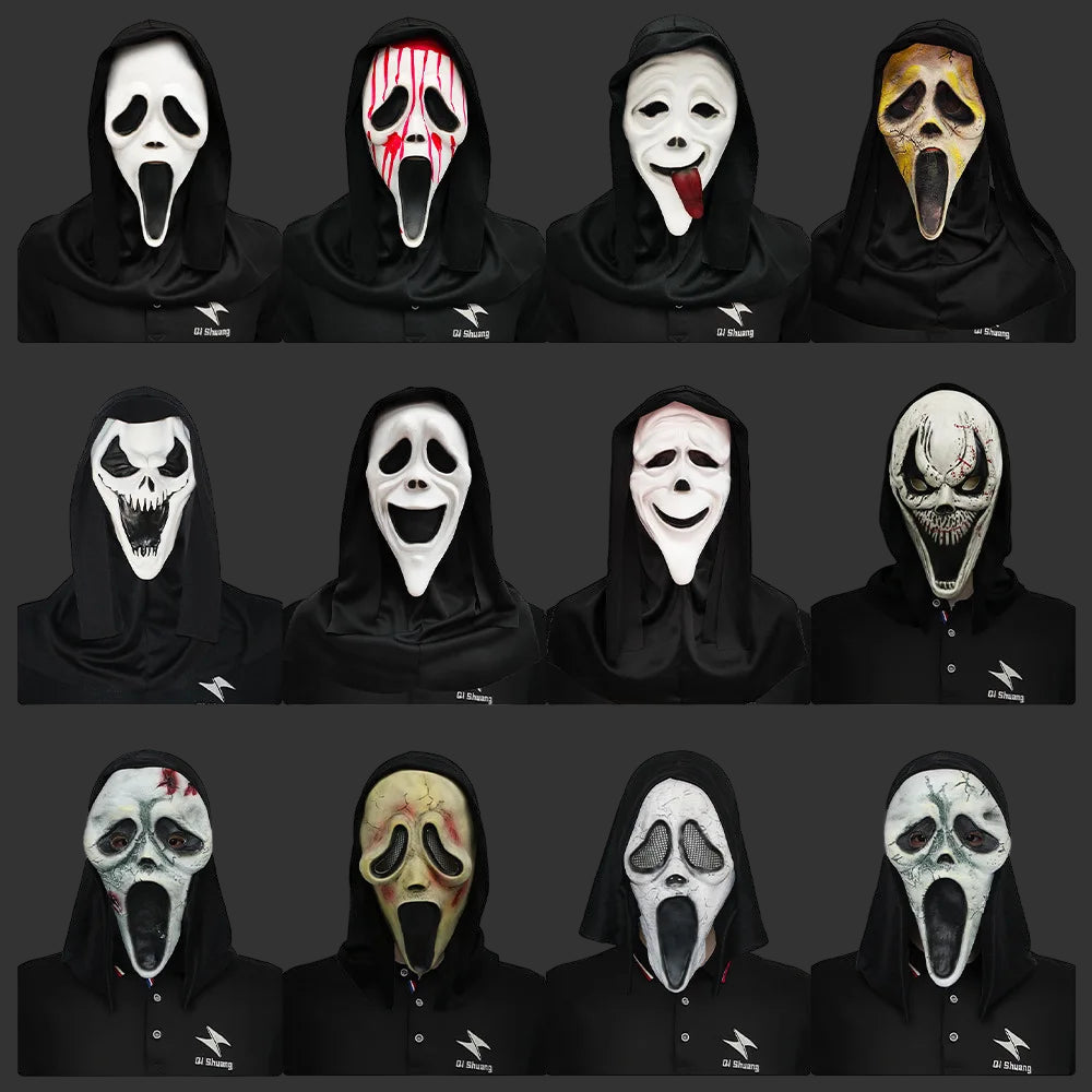 Quality Halloween Movie Scream Horror Face Mask Realistic Creepy Ghost Masks Stick Tongue Out Funny Scary Cosplay Costume Props