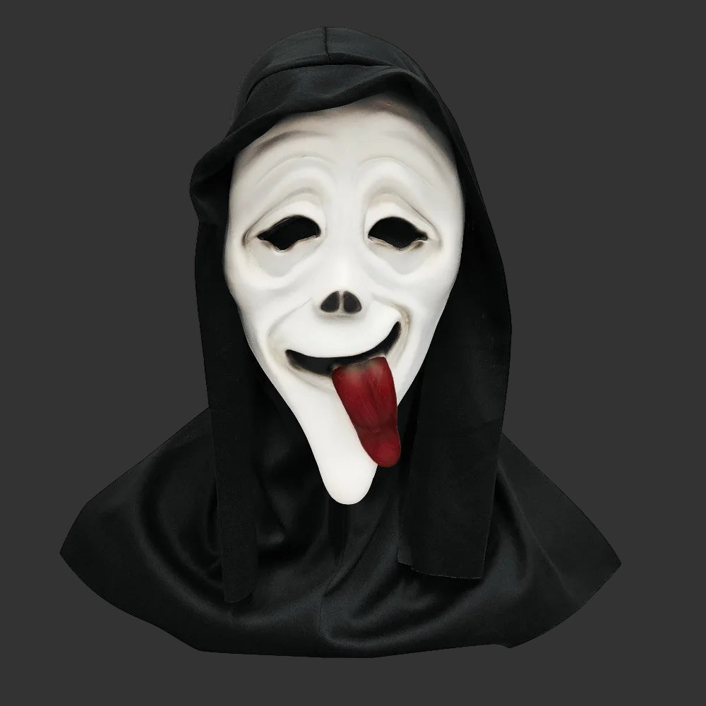 Quality Halloween Movie Scream Horror Face Mask Realistic Creepy Ghost Masks Stick Tongue Out Funny Scary Cosplay Costume Props