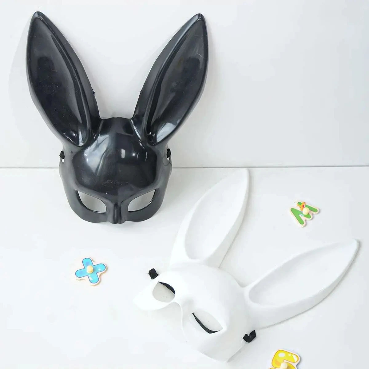 Black White Rabbit Mask Halloween for couples and best friends